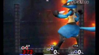 SSBB: Giant Lucario vs Pikachu and Jigglypuff