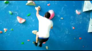 Amputee bouldering (indoor un-roped rock climbing)