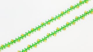Beaded chain/Beaded necklace/Simple bead chain/Цепочка "В крестик"/Мастер класс/Бисероплетение/Бисер