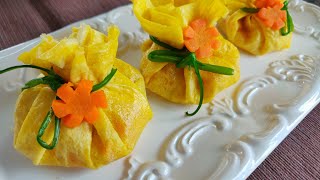 吉祥福袋 蛋皮不破有技巧 Chinese New year lucky bag(egg dumplings)