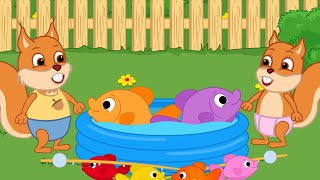 Famille d'Écureuil - Pêche Énorme Poisson Arc-en-ciel Dessin Animé 2020 en Français