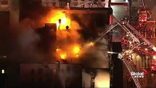 Massive five-alarm fire engulfs apartment building in New York City