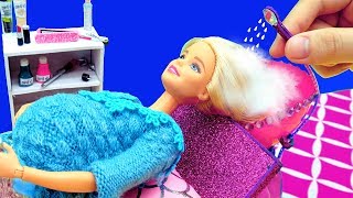 11 DIY MINIATURE BARBIE DOLL HAIR SALON HACKS AND CRAFTS