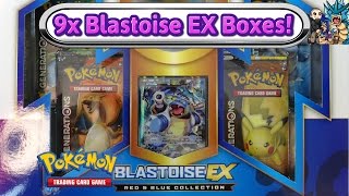 Opening 9 Blastoise EX Red & Blue collection boxes! Generations "booster box" - 36 Packs!