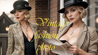 Vintage fashion photo of 1920s women wearing jacket and skirt | AI beauty