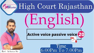 [20] English? passive voice –1 ( Active voice ) [ Rajasthan high court group d ] Classes MStudy