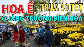 Nhộn nhịp chợ hoa quảng trường Biên Hòa trưa 30 Tết Canh Tý 2020 bà con đổ xô đi mua hoa xổ giá rẻ