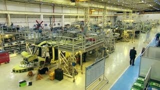 Building military helicopters along a production line