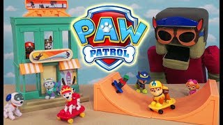 PAW PATROL Marshall & Rubble's Beach Skate Shop Playset Unboxing Toys Zombie Steve