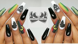 Black Panther Inspired Nail Art // Banggood 24pc Gel Set