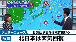 北日本は天気回復