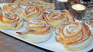РОЗЫ из слоеного теста с яблоками в СЛИВОЧНО-АПЕЛЬСИНОВОМ СОУСЕ. ROSE di PASTA SFOGLIA. ВЫПУСК № 19