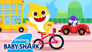 Baby Shark is Riding a Bicycle! | Vehicles | Word Song | Vocabulary for Kids 