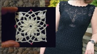 Мотив для чёрного платья крючком