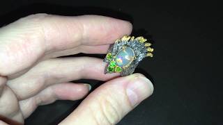 Серебряное кольцо с огненным опалом