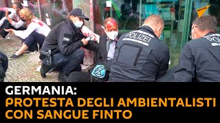 Germania: protesta degli ambientalisti con sangue finto