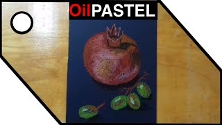 ?  Как нарисовать гранат и виноград масляная пастель. How to draw oil pastel pomegranate and grape.