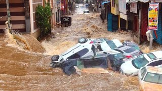 Incredible! The water takes everything away! Crazy flood in Spain! Compilation