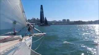 America's Cup catamarans training Feb 2015