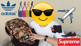 Travel essentials for Hypebeasts (supreme, TNF and ADIDAS)
