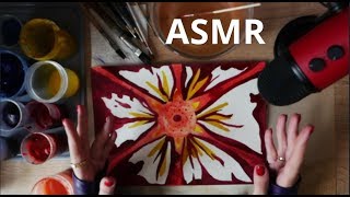 АСМР КАРТИНА ЗА 20 МИНУТ ? Огненный цветок гуашью / Звуки красок и кисточек / 100% МНОГО МУРАШЕК