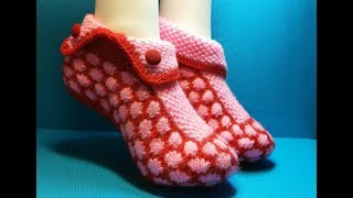 Вязание спицами домашние тапочки #192