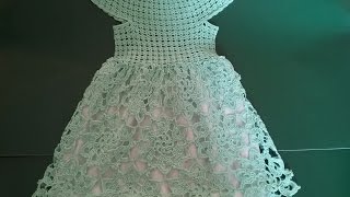 Ажурное платье цвета мяты на 2-3 годика  крючком / Knitting dress for girls
