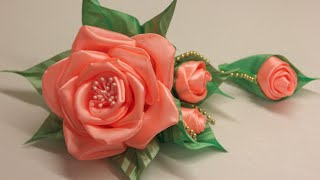 Объемный цветок из атласной ленты Мастер-класс/Surround the flower of satin ribbon. Master class