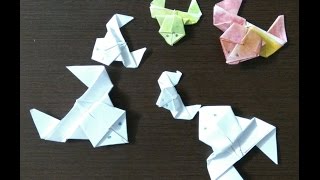 DIY! Веселая прыгающая лягушка из бумаги техника оригами! Origami frog from paper !