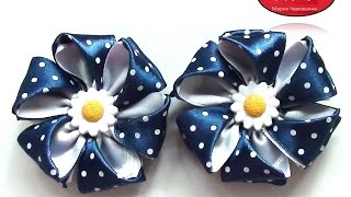 МК Резинки с цветами из атласной ленты. Канзаши. Цветы из лент. DIY Ribbon flower