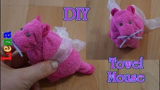 Tuch Maus falten ? How to make Towel Mouse DIY ? мышка из полотенца