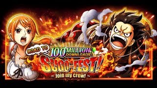 OPTC Reroll: 1000 Gems Pull-100 Million Download Sugofest-V2 Gear 4 Luffy Part 2