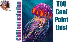 Jellyfish Easy Mellow Step by step Painting in acrylic??  Live streaming