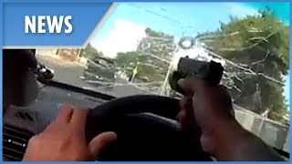 Officer shoots through his own windscreen in Las Vegas pursuit