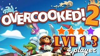 Overcooked 2 Level 1-3 4 stars 4 Player Co-op (Completed)