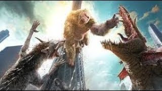 Rampage 2018 fight scene George vs crocodile vs wolf