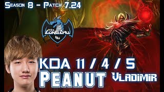 LZ Peanut VLADIMIR vs KATARINA Mid - Patch 7.24 KR Ranked