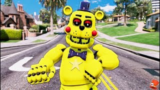 NEW GOLDEN ROCKSTAR FREDDY FNAF 6 ANIMATRONIC! (GTA 5 Mods FNAF RedHatter)