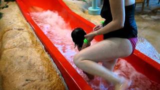 @ Splash Lagoon - Nevinka coming down a big slide