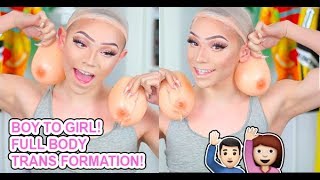HOW TO BOY TO GIRL FULL BODY TRANSFORMATION MAKEUP AND PADDING tutorial!!