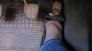 girl Hard Revving , Rev limiter, engine screaming, red line, Barefoot, pantysocks, pedal pumping