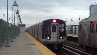 R46 and R179 Rockaway (S) Shuttle at Beach 105th Street-Seaside.