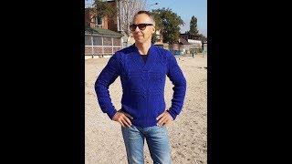 Мастер класс по мужскому свитеру "Самурай", связанного спицами. Готовая работа. Часть 3