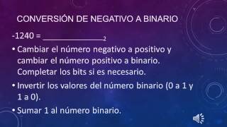 Conversion de Numeros negativos al Systema Numerico Binario - COMP 2501