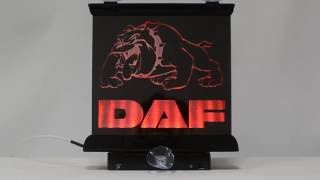 Табличка светящаяся DAF Собака красная 20х20 см 12 В