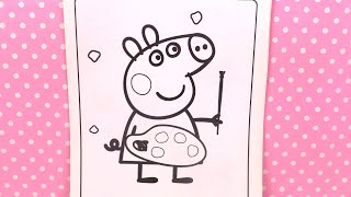 Coloriage Peppa Pig Feutres en Artiste Peintre