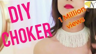 Easy fringe Choke Necklaces handmade Quick Waterfaerfall Choker cool jewelry diy idea thread jewelry