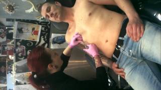 nipple pierced birthday present from the misses ! ENJOY look at my face lol