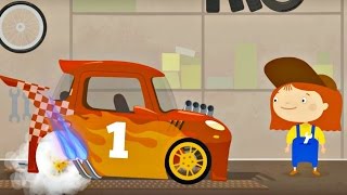 Doctor McWheelie and race car. Animation for kids.