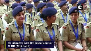 Amit Shah interacts with IPS probationers at Maharashtra Sadan in Delhi